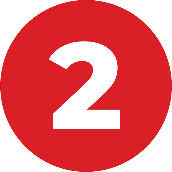 Red icon with number two inside