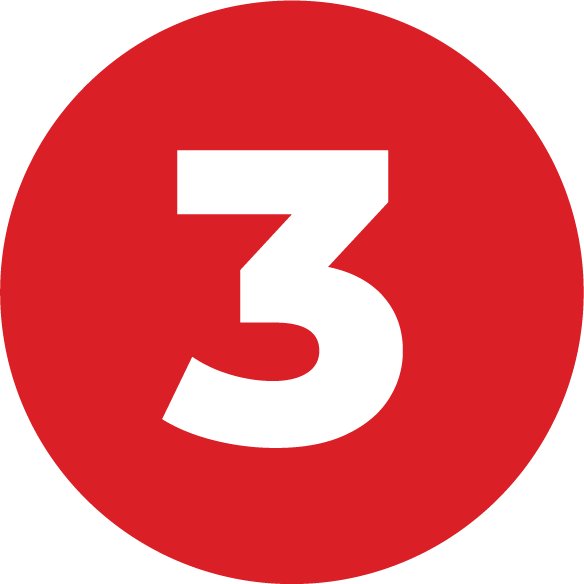 Red icon with number three inside